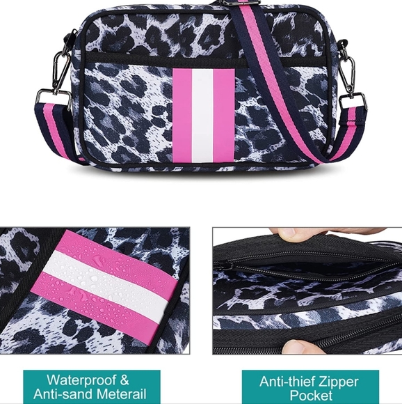NWT Small Crossbody Bag, Belt Bag Waterproof Pink Animal Print - Picture 5 of 8
